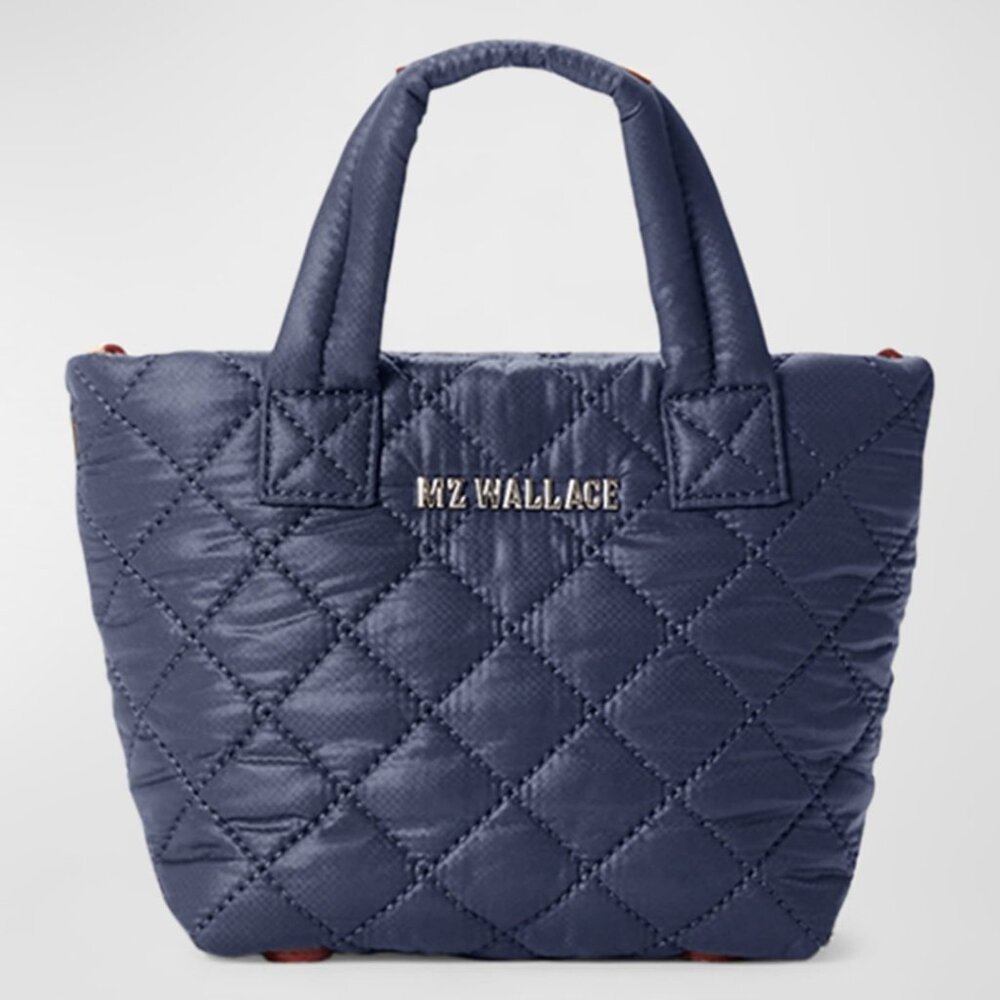 MZ Wallace Petite Tote Navy Quilted Nylon Mini Handbag